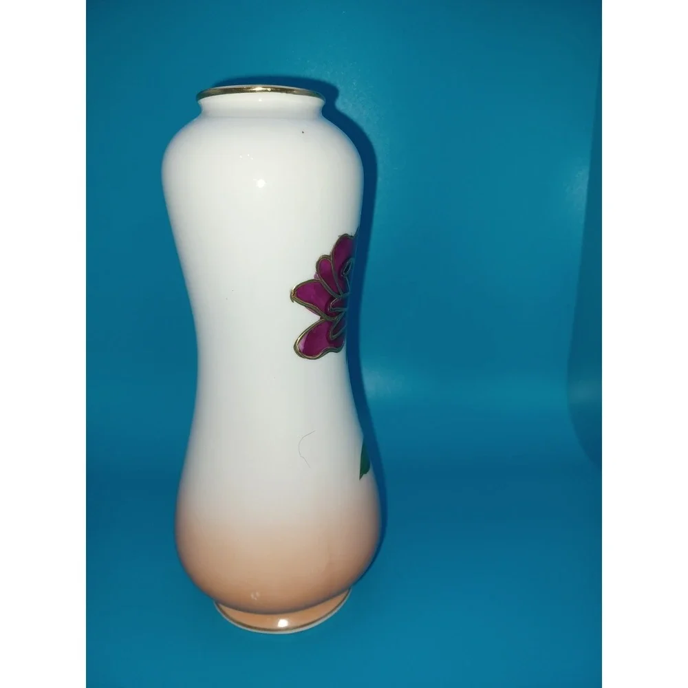 Vintage Made in Japan Porcelain Bud Vase Gold Gilt Purple Rose Peach Ombre
